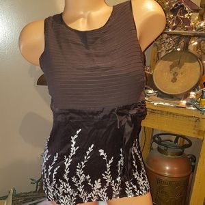 Bebe silk detailed top with bow M EUC